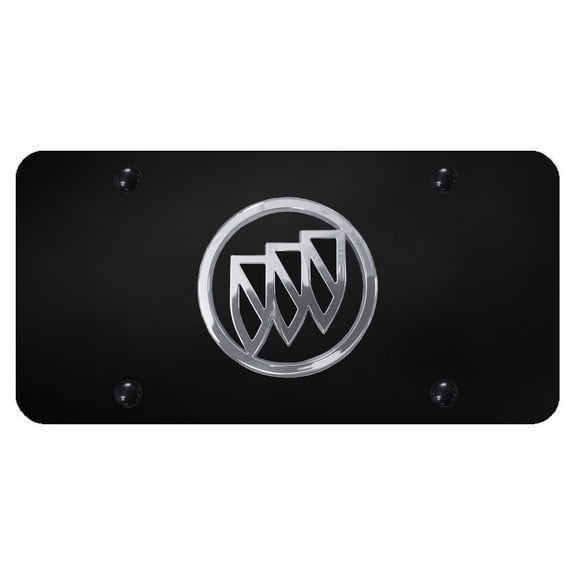 Au-TOMOTIVE GOLD Buick Black Fill Chrome Logo on Black Plate