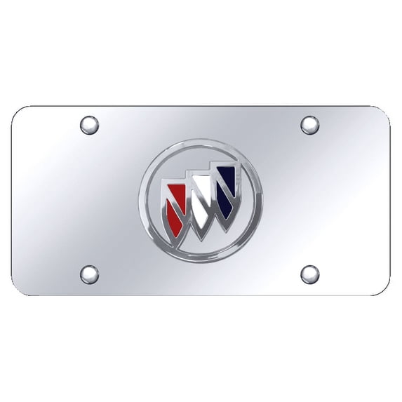 Au-TOMOTIVE GOLD Buick Tri-Color Fill Chrome Logo on Mirrored Plate