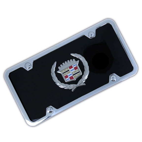 Au-TOMOTIVE GOLD Cadillac Logo Chrome on Black Acrylic Kit