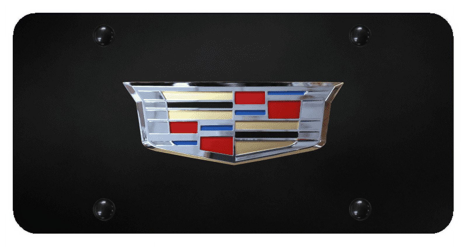 Au-Tomotive Gold 3D Logo License Plate For Cadillac - Black, Officially Licensed, Made In USA, Lifetime Warranty