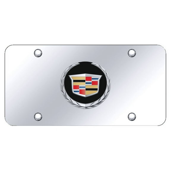 Au-TOMOTIVE GOLD Cadillac (New) Logo Black/Chrome on Chrome Plate