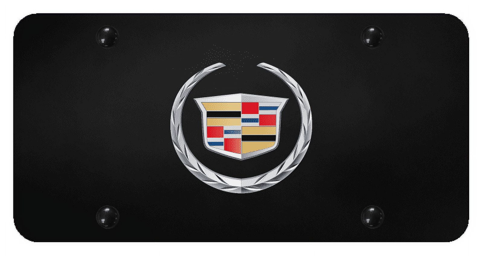 Au-Tomotive Gold 3D Cadillac Logo License Plate - Officially Licensed, Black, Made In USA