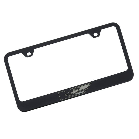Au-TOMOTIVE GOLD Cadillac V Logo Laser Etched Frame - Black