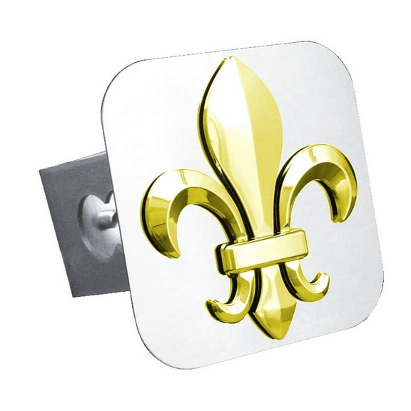 Au-TOMOTIVE GOLD Class II Trailer Stainless Steel Hitch Plug for Fleur-De-Lis (Gold on Chrome)
