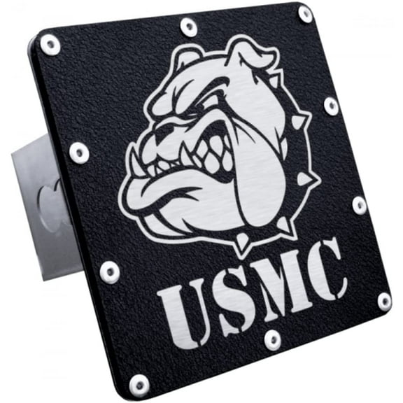 Au-TOMOTIVE GOLD Class III Trailer Stainless Steel Hitch Plug for USMC Bulldog Head (Matte Black)
