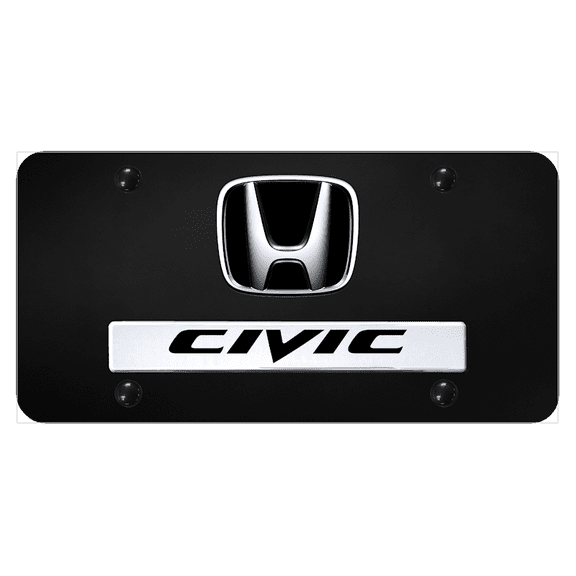 Au-TOMOTIVE GOLD Dual Civic Chrome on Black Plate