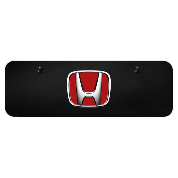 Au-TOMOTIVE GOLD Honda Logo Red Fill Chrome on Black Mini-Plate