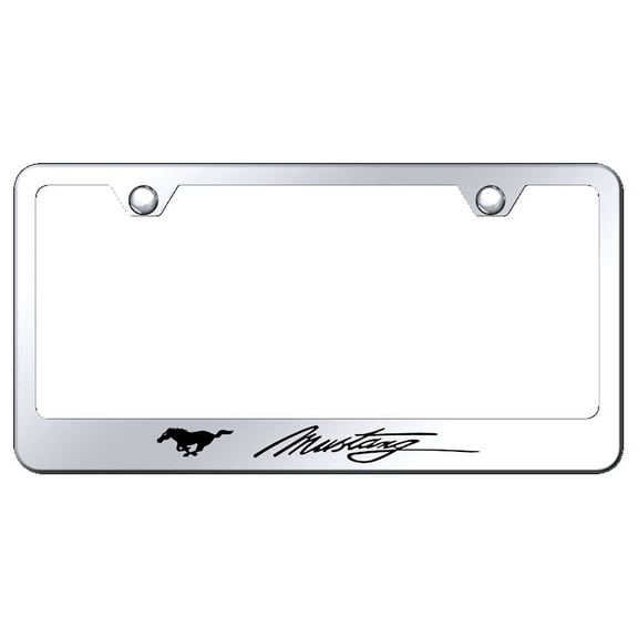 Au-TOMOTIVE GOLD Mustang Script Laser Etched Frame - Mirrored