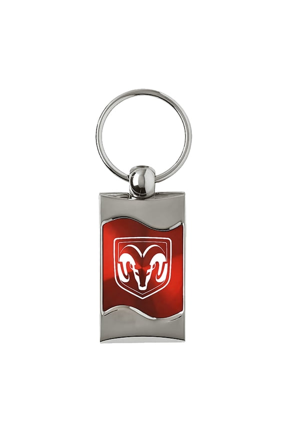 Ram Head Logo Rectangular Wave Red Key Fob