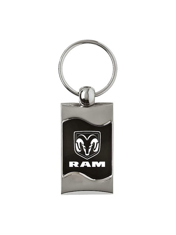 Ram Logo Rectangular Wave Black Key Fob