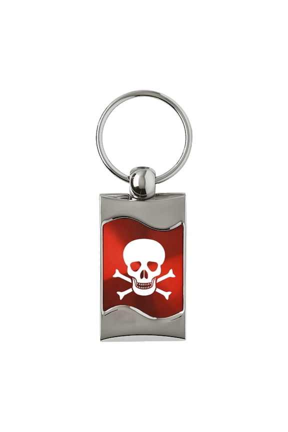 Skull Rectangular Wave Red Key Fob