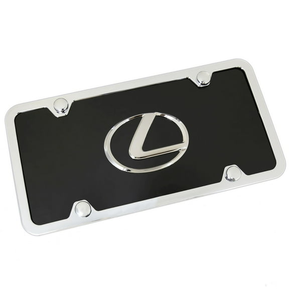 Au-Tomotive Gold Inc, Lexus Chrome Logo On Black License Plate + Frame