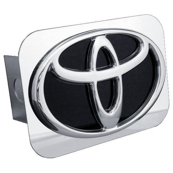 Au-Tomotive Gold Inc. Toyota 3D Logo Black Infill Chrome Tow Hitch Cover, Official Licensed