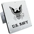 thumbnail image 1 of Au-Tomotive Gold Official Licensed Class 3 2" Laser Cut Trailer Hitch Plug Cover for US Navy Eagle Brushed Chrome, 1 of 3