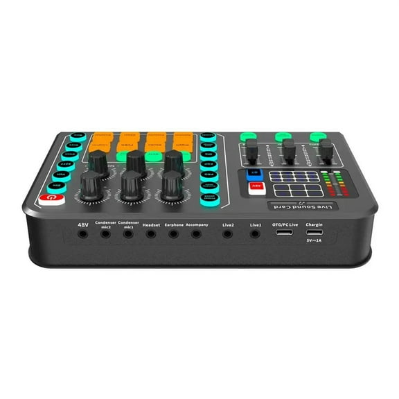 Au-dio Mixer M6 Sound Card Voice Changer Device External Table for USB Headset Mic Mobile Computer PC Live Broadcast Game Music ,Easy to Operate