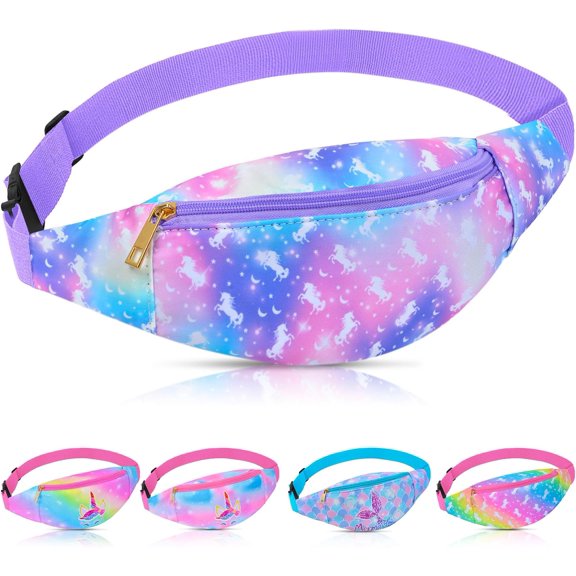 AuSletie Kids Girls Waist Fanny Pack, Star Unicorn