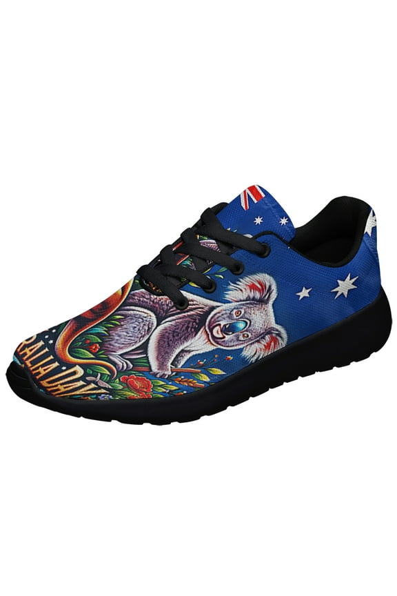 AuStalia Kangaroo and Koala Happy AuStalia Day Shoes Sneakers Black Size 3.5