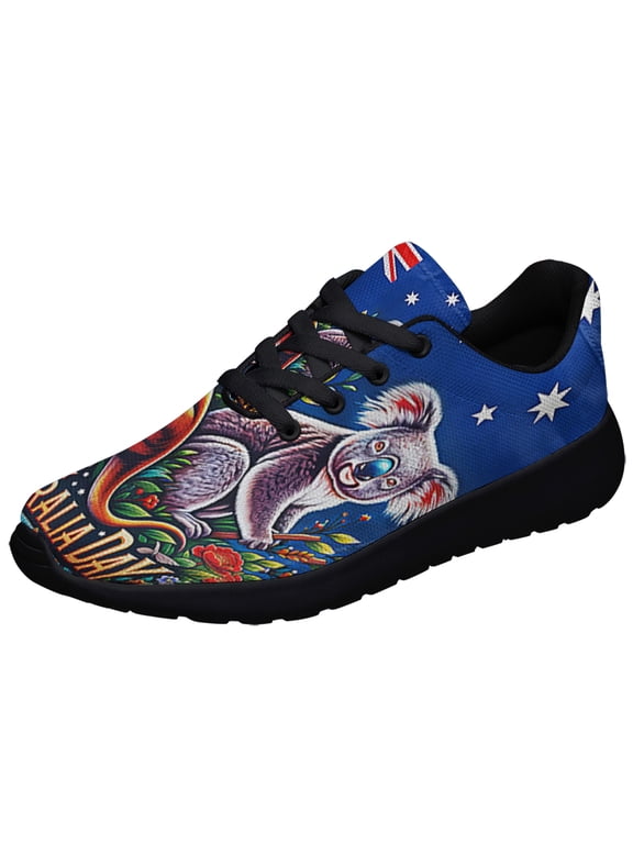 AuStalia Kangaroo and Koala Happy AuStalia Day Shoes Sneakers Black Size 7