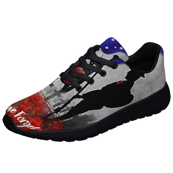 AuStalian Veteran LeStWe Forget Anzac Day AuStalia Shoes Sneakers Black Size 12