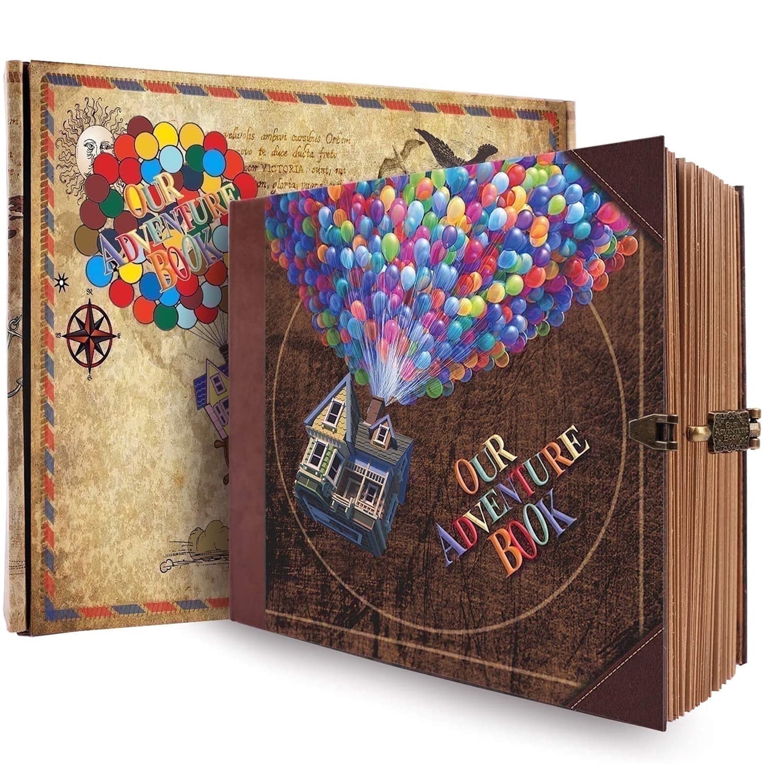 Auao Our Adventure Book Scrapbook, Up House Themed DIY Photo Album, 146 Pages Retro Travel Journal for Couples, Anniversary, Wedding