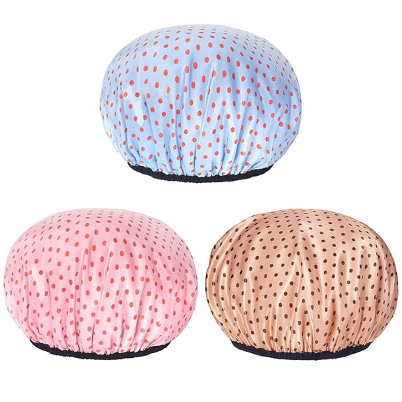 Auban Shower Cap for Women, Adjustable Reusable, Extra Large, Double-Layer Waterproof Bathing cap, Waterproof Exterior, EVA Lining, Hair Cap for All Hair lengths3 Colors