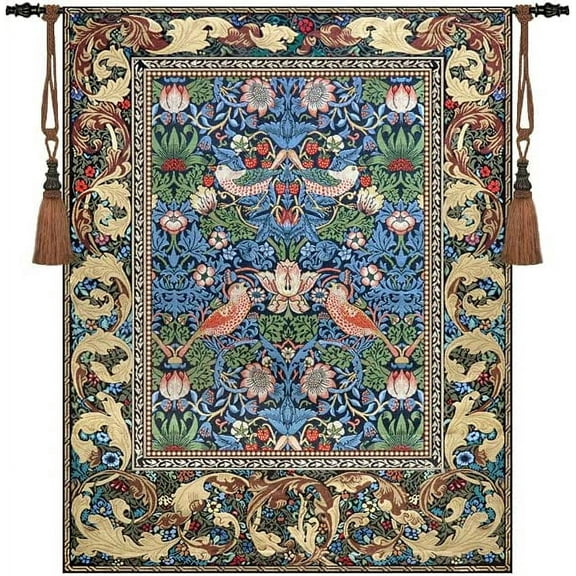 Aubelin Tapestry William Morris Strawberry Thief Fine Art Tapestry Wall Hanging 100% Cotton 55"x43"