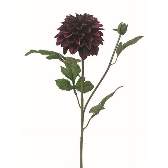 Aubergine Dahlia with Bud Stem Artificial Flower