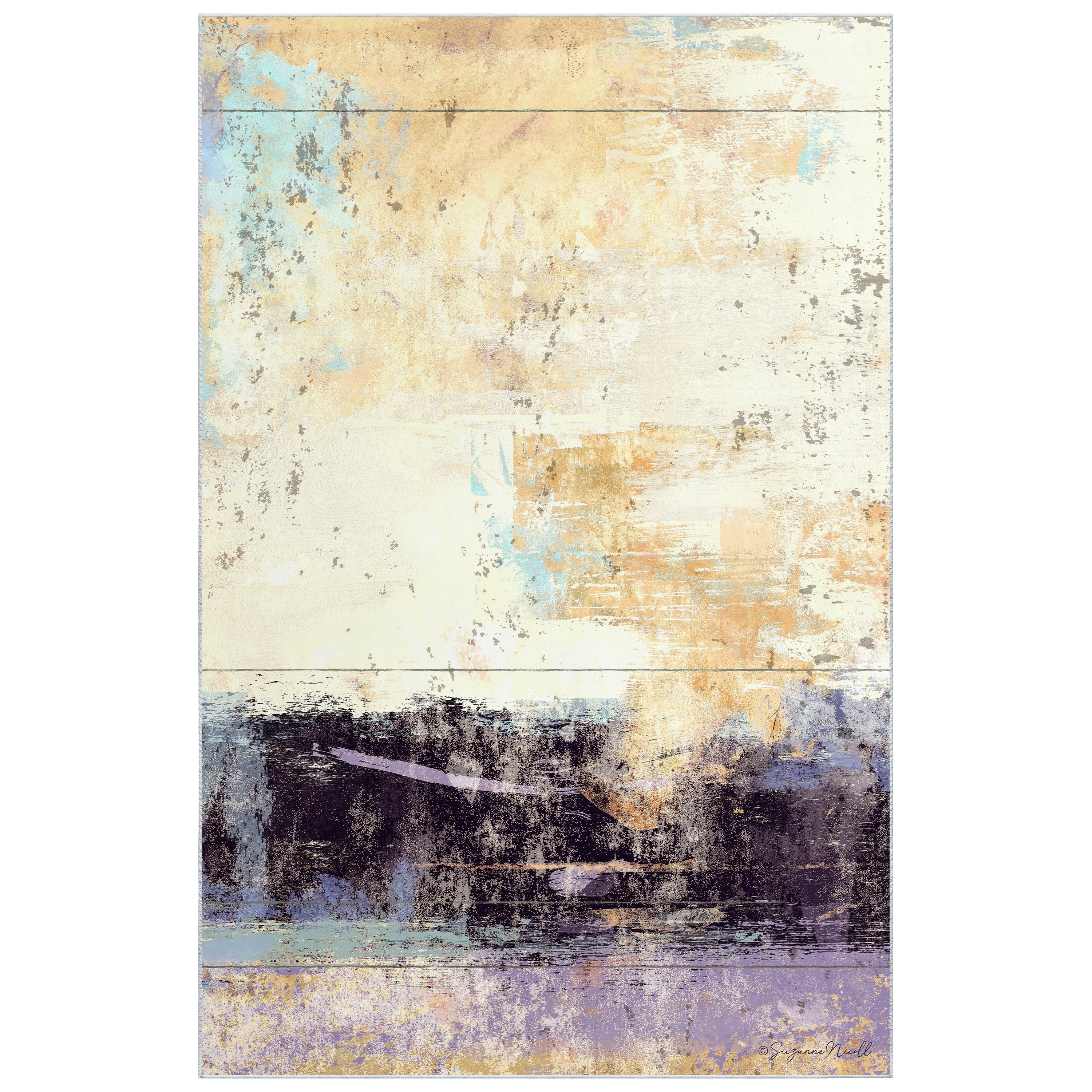 Aubergine II Washable Abstract Art Area Rug size 5'x8', Power-loomed, Heavenly Softness with Non-Slipping Backing