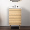 thumbnail image 1 of JONATHAN Y Aubert 20 in. W x 18 in. D x 33 in. H, Thick Linear Slat 2-Shelf, Bath Vanity Cabinet ONLY, Oak, VAN1000A, 1 of 7