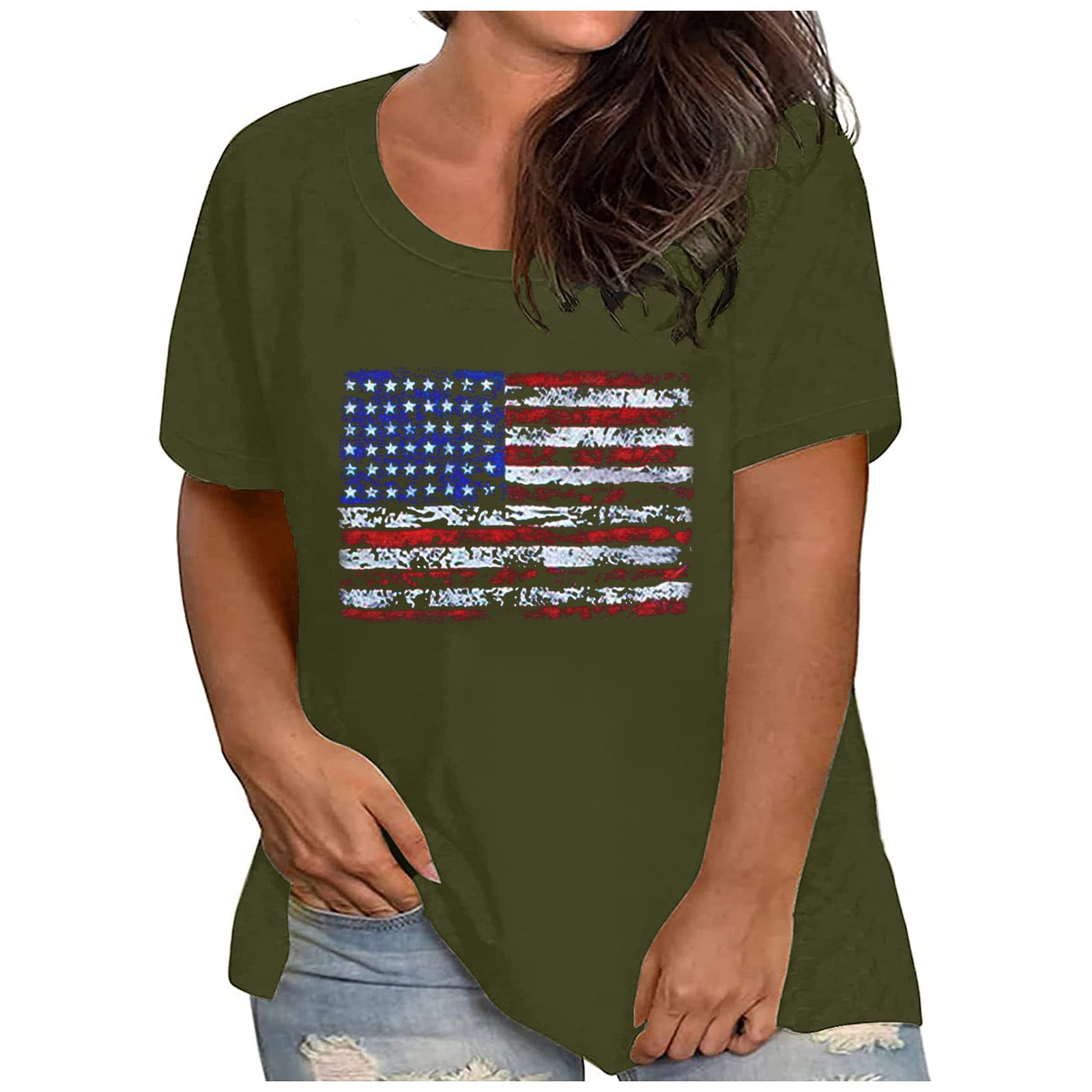 Women's plus size patriotic t shirts 2025