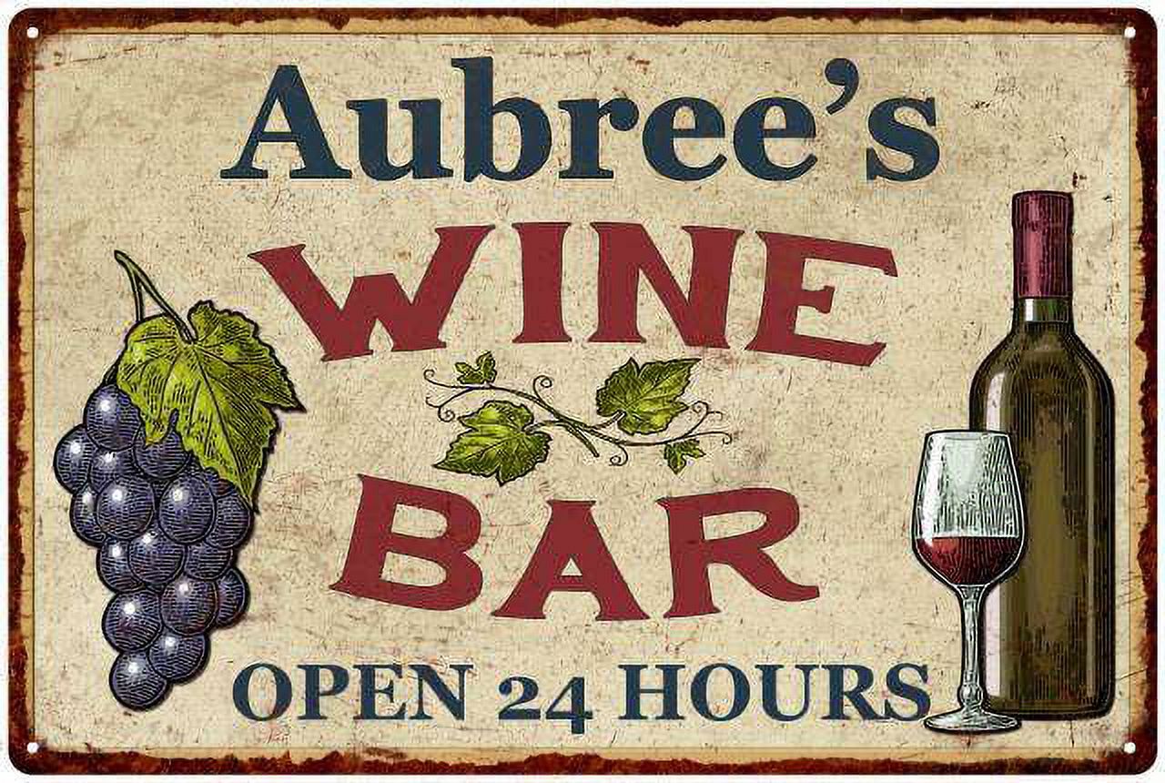 Aubree's Rustic Wine Bar Sign Wall Decor Kitchen Gift 8 x 12 High Gloss ...