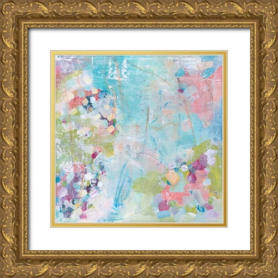 Aubrey 26x26 Gold Ornate Wood Framed with Double Matting Museum Art Print Titled - Abstract Garden