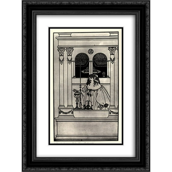 Aubrey Beardsley 2x Matted 18x24 Black Ornate Framed Art Print 'The Story of Venus and Tannhaeuse, frontispiece'