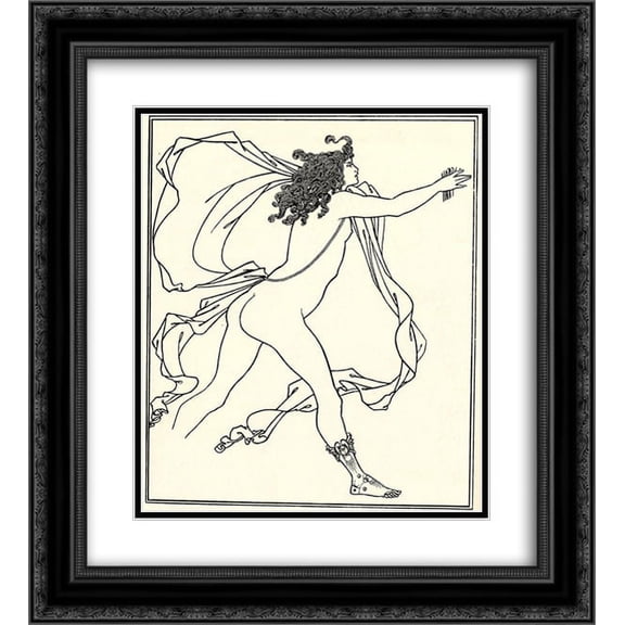 Aubrey Beardsley 2x Matted 20x22 Black Ornate Framed Art Print 'Apollo pursuing Daphne'