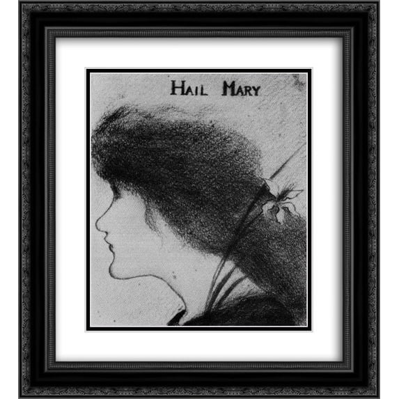Aubrey Beardsley 2x Matted 20x22 Black Ornate Framed Art Print 'Hail Mary (pencil)'
