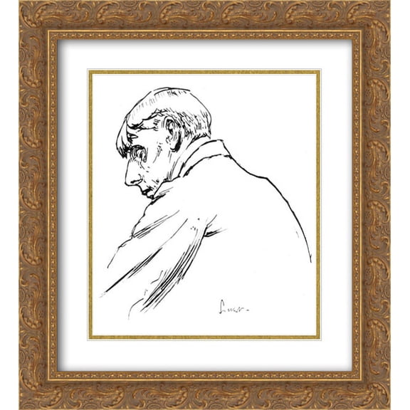 Aubrey Beardsley 2x Matted 20x22 Gold Ornate Framed Art Print 'Self-portait'