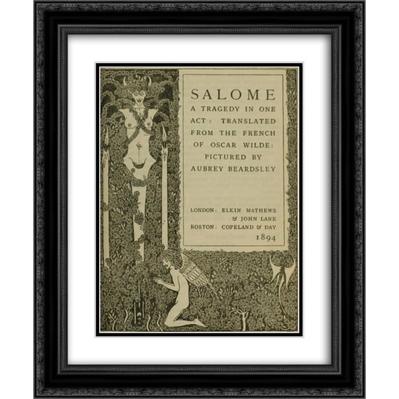 Aubrey Beardsley 2x Matted 20x24 Black Ornate Framed Art Print 'Book illustration'
