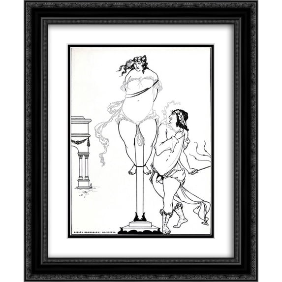 Aubrey Beardsley 2x Matted 20x24 Black Ornate Framed Art Print 'Juvenal Scourging Woman'
