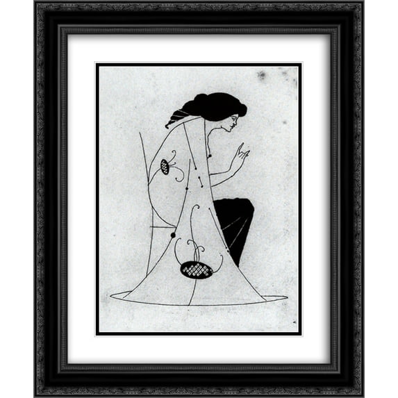 Aubrey Beardsley 2x Matted 20x24 Black Ornate Framed Art Print 'Seated Lady'