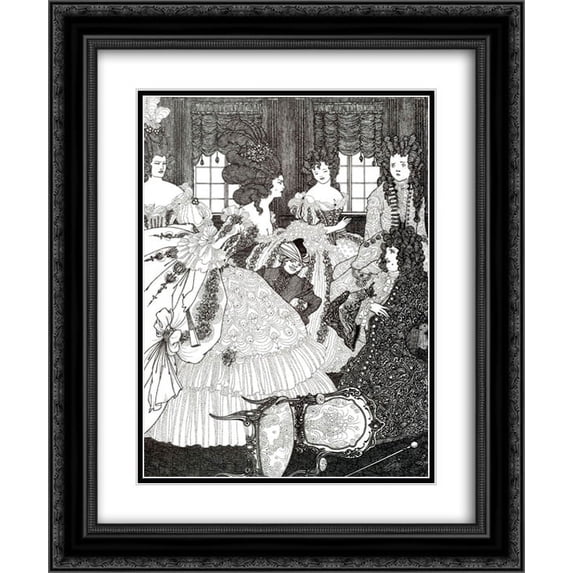 Aubrey Beardsley 2x Matted 20x24 Black Ornate Framed Art Print 'The Battle of the Beaux and the Belles'