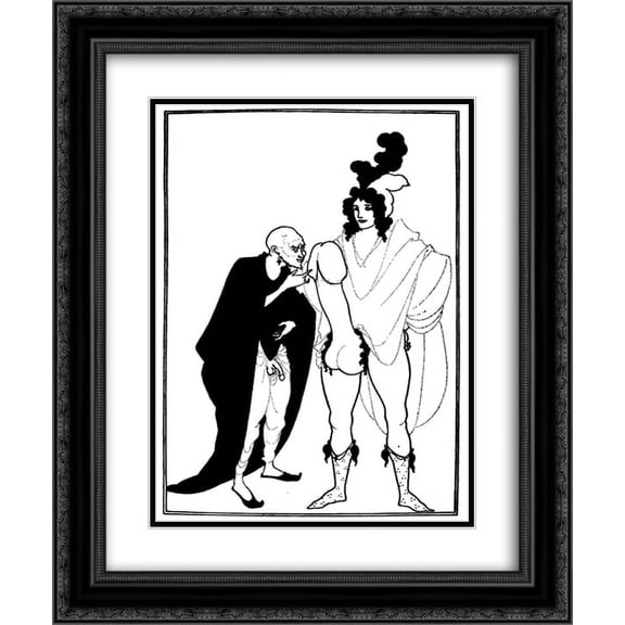 Aubrey Beardsley 2x Matted 20x24 Black Ornate Framed Art Print 'The Examination of the Herald'