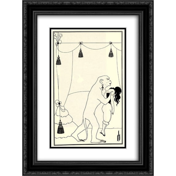 Aubrey Beardsley 2x Matted 20x24 Black Ornate Framed Art Print 'The Murders in the Rue Morgue'