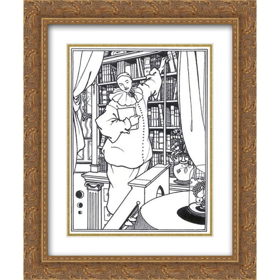 Aubrey Beardsley 2x Matted 20x24 Gold Ornate Framed Art Print 'Pierrot'