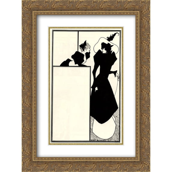 Aubrey Beardsley 2x Matted 20x24 Gold Ornate Framed Art Print 'Poster advertising 'The Spinster's Scrip''