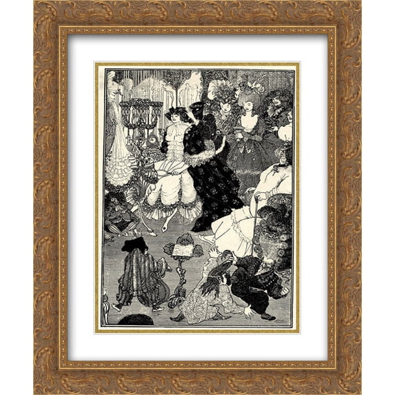 Aubrey Beardsley 2x Matted 20x24 Gold Ornate Framed Art Print 'The Toilet of Helen'