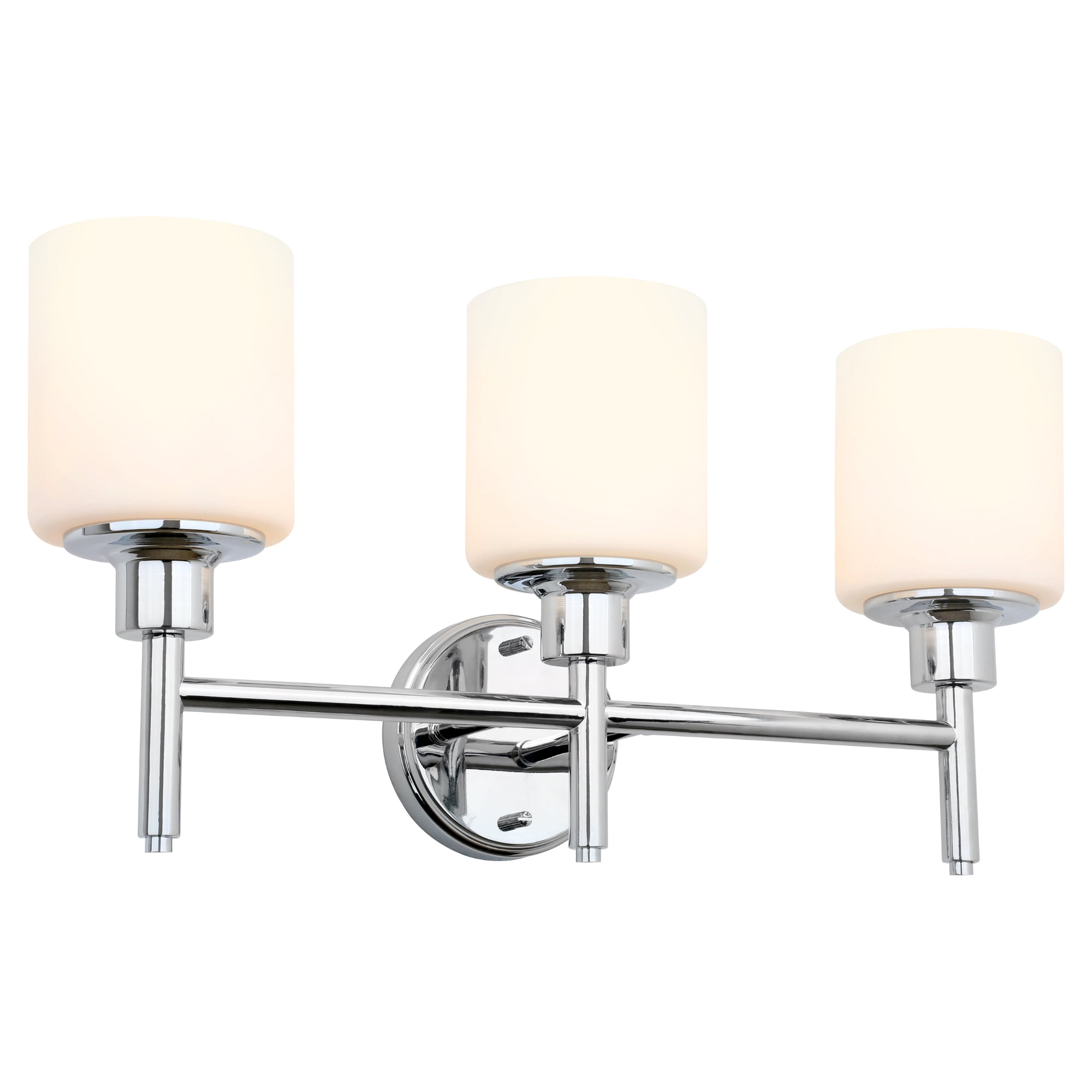 Aubrey 3-Light Chrome Bathroom Vanity Light with Frosted Glass Shades