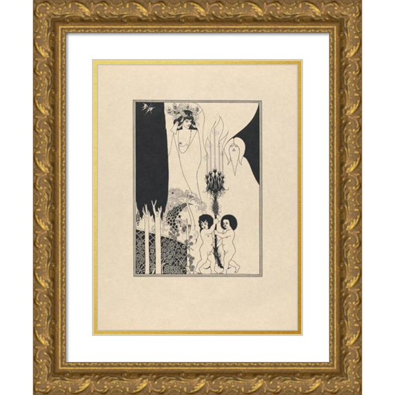 Aubrey Vincent Beardsley 14x18 Gold Ornate Wood Frame and Double Matted Museum Art Print Titled - Illustration to Salome by Oscar Wilde 7 (1906-1907)