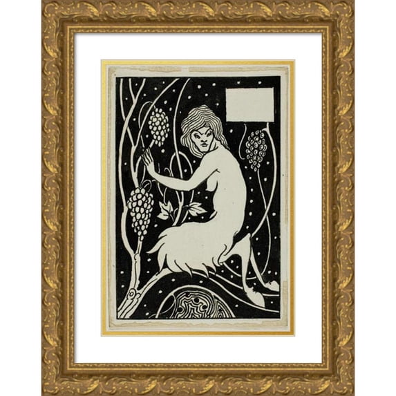 Aubrey Vincent Beardsley 14x18 Gold Ornate Wood Frame and Double Matted Museum Art Print Titled - Satyr (1892-98)