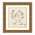 thumbnail image 1 of Aubrey Vincent Beardsley 15x16 Gold Ornate Wood Frame and Double Matted Museum Art Print Titled - Man with Drum (C. 1893), 1 of 4