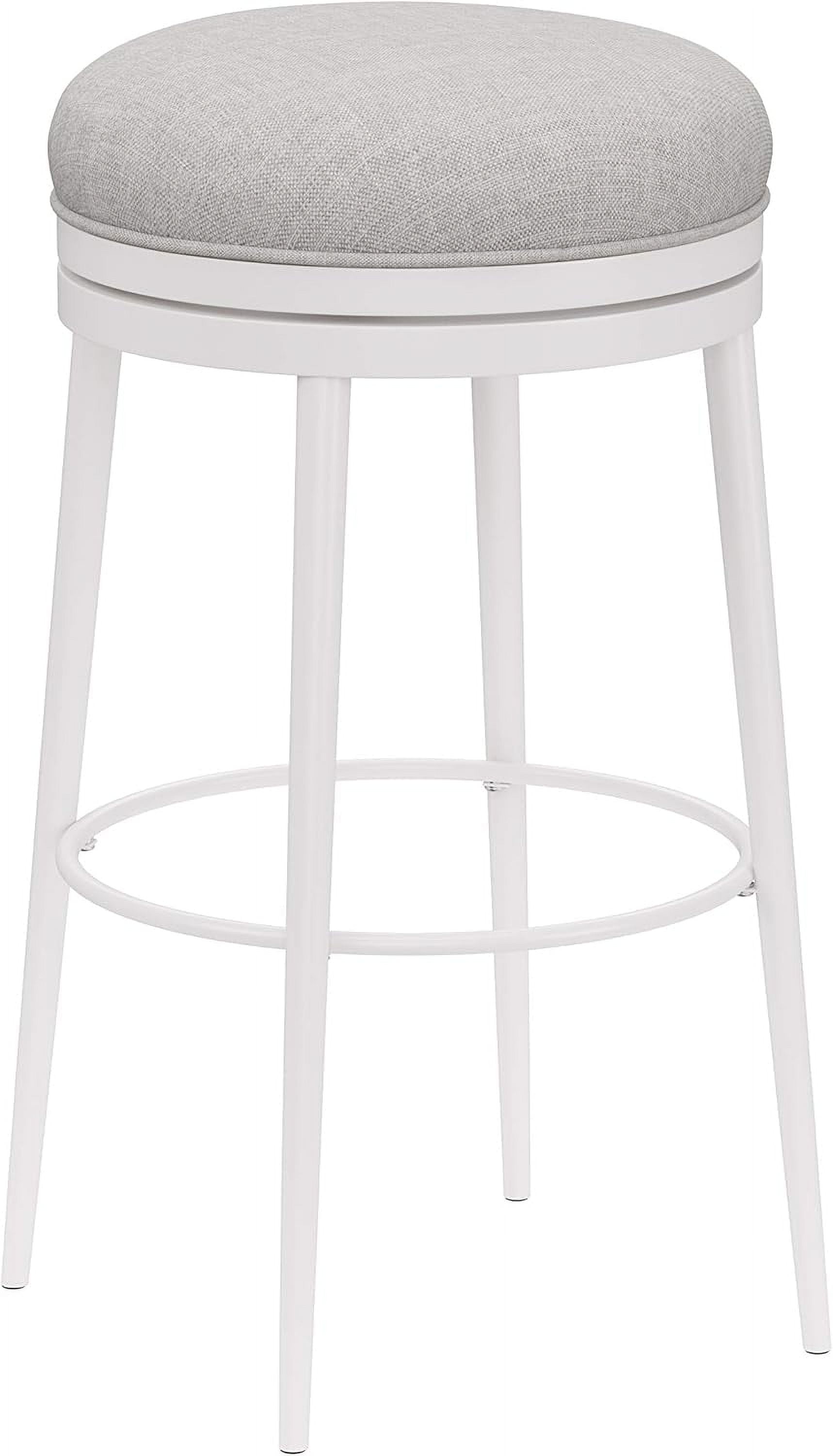 Aubrie 30" White Metal Swivel Backless Bar Stool